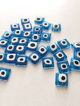 set of 30 ojo beads - Flat square glass evil eye 10mm - beads for jewelry - Evileyefavor