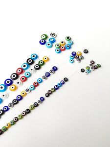 Mixed color evil eye 6mm to 12mm - flat glass beads - evil eye set of 30 to 55 beads - Flat evil eye - Greek evil eye - diy jewelry supplies - Evileyefavor
