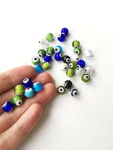 Mixed color evil eye beads- 6mm 8mm 10mm glass beads for bracelets - Turkish lamp work set of 35 to 45 beads - diy jewelry supplies - Evileyefavor