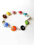 Glass Evil Eye Bracelet, Multi Color Charm Bracelet - Evileyefavor