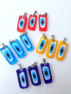 Rectangular glass evil eye charms, murano glass evil eye pendant - Evileyefavor