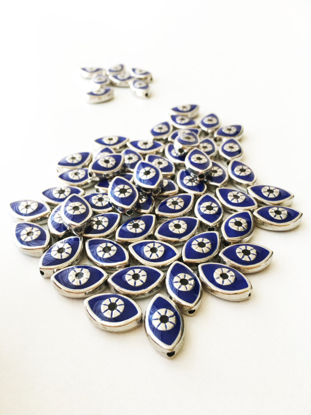 5pcs oval evil eye beads, blue evil eye charm, enamel evil eye charm, oval evil eye - Evileyefavor