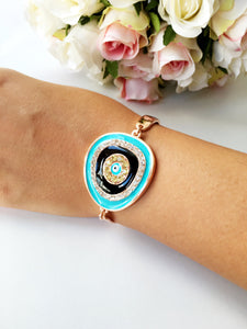 Turquoise Evil Eye Bracelet, Stylish Zircon Evil Eye Bracelet - Evileyefavor