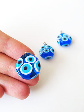 Murano glass evil eye pendant - lampwork evil eye bead - blue evil eye nazar pendant - turkish greek evil eye - lampwork jewelry supplies - Evileyefavor