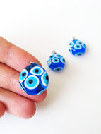 Murano glass evil eye pendant - lampwork evil eye bead - blue evil eye nazar pendant - turkish greek evil eye - lampwork jewelry supplies - Evileyefavor