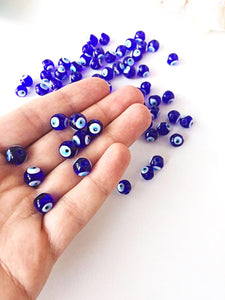 35 pcs 10mm Blue Glass Evil Eye Beads - 10mm Evil Eye Beads - 10mm glass beads - Evileyefavor