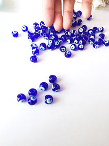 35 pcs 10mm Blue Glass Evil Eye Beads - 10mm Evil Eye Beads - 10mm glass beads - Evileyefavor