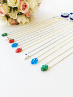 Hamsa evil eye necklace, glass hamsa hand necklace, gold plated hamsa necklace - Evileyefavor