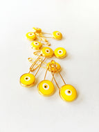 5 pcs Lucky evil eye safety pin, protection for baby, gold plated evil eye pins - Evileyefavor