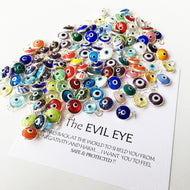 Evil eye glass charms, 25 pcs, Evil eye beads for connectors - Evileyefavor