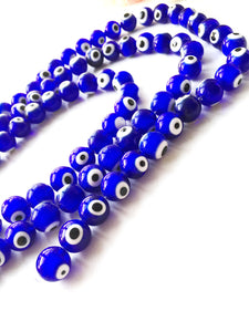 12mm Blue Glass Evil Eye Beads - 10mm Evil Eye Beads - 12mm glass beads - Evileyefavor