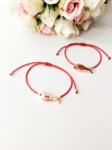 Lucky Fish Bracelet, Red String Bracelet, Rose Gold Bracelet - Evileyefavor
