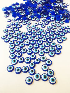 20 Evil eye cabochons, 6mm evil eye resin cabs, blue eye cabochons - Evileyefavor