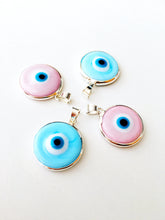2pcs silver plated evil eye pendants, baby blue baby pink evil eye bead - Evileyefavor