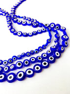 Dark blue evil eye 6mm to 10mm, flat evil eye beads, flat glass beads, evil eye set of 30 to 55 beads - Evileyefavor