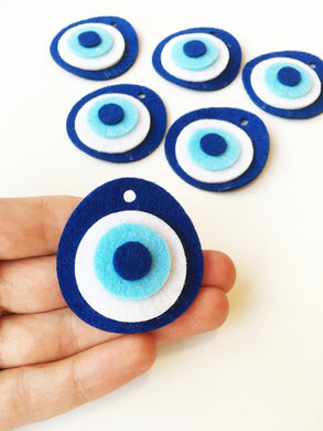 5 pcs felted evil eye beads 4cm, handmade felt evil eye bead, nazar boncuk - Evileyefavor