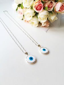 White evil eye choker necklace, choker necklace, tiny evil eye necklace - Evileyefavor