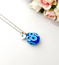 Murano glass evil eye necklace, evil eye charm necklace, lamp work evil eye - Evileyefavor