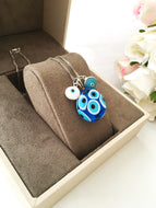Murano glass evil eye necklace, evil eye charm necklace, lamp work evil eye - Evileyefavor