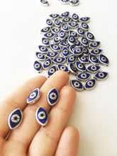 5pcs oval evil eye beads, blue evil eye charm, enamel evil eye charm, oval evil eye - Evileyefavor