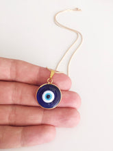 Dark blue evil eye necklace, choker necklace, tiny evil eye necklace, 22K gold plated necklace - Evileyefavor