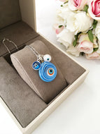 Murano glass evil eye necklace, evil eye charm necklace, lamp work evil eye necklace - Evileyefavor