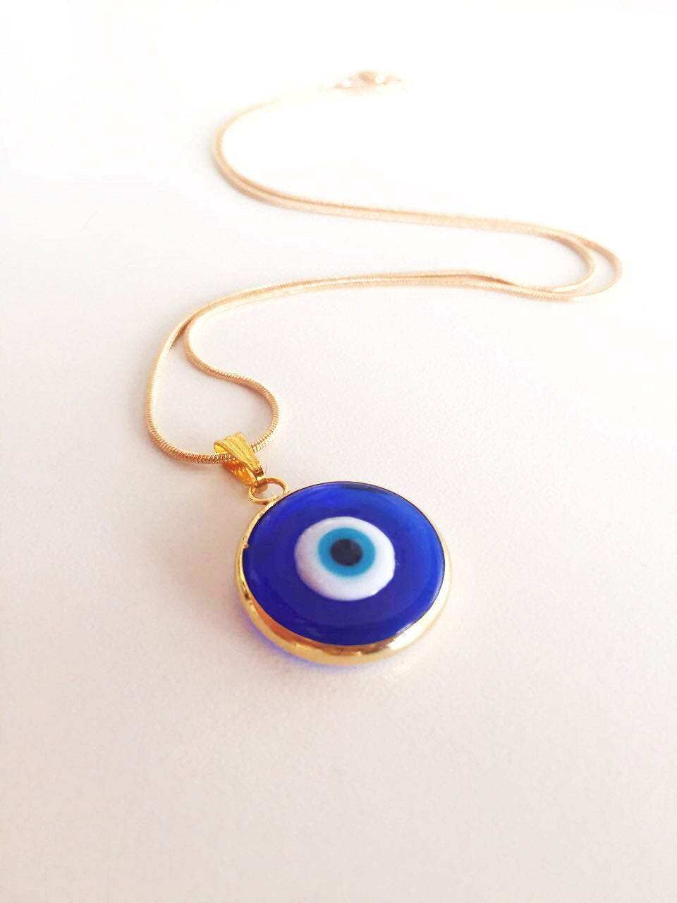 Dark blue evil eye necklace, choker necklace, tiny evil eye necklace, 22K gold plated necklace - Evileyefavor