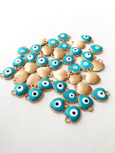 Evil eye charm, 5pcs, enamel evil eye pendant, gold plated ebil eye charm, heart evil eye charm, evil eye bead, diy necklace evil eye - Evileyefavor