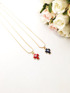 Cross evil eye necklace, evil eye pendant necklace, blue cross charm necklace - Evileyefavor