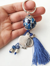 Blue evil eye pomegranate key chain, evil eye bag accessories - Evileyefavor