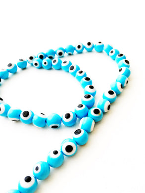 35 pcs 10mm evil eye glass beads - baby blue evil eye beads - Turkish lampwork 10mm beads - Evileyefavor
