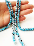 6mm flat round evil eye beads, glass evil eye beads, Turkish evil eye - Evileyefavor