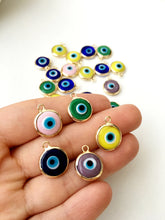 2pcs gold plated evil eye pendants, 12mm evil eye charms, glass evil eye charms - Evileyefavor