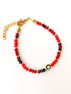 Evil Eye Bracelet, Red Seed Beads Bracelet, Everyday Bracelet - Evileyefavor