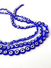 Dark blue evil eye 6mm to 10mm, flat evil eye beads, flat glass beads, evil eye set of 30 to 55 beads - Evileyefavor