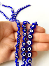 Dark blue evil eye 6mm to 10mm, flat evil eye beads, flat glass beads, evil eye set of 30 to 55 beads - Evileyefavor