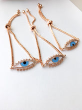 Eye-shaped Evil Eye Bracelet, Rose Gold Adjustable Bracelet - Evileyefavor