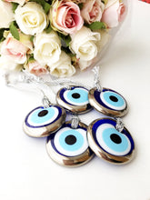 2pcs silver evil eye bead - 4.5cm - evil eye wall hanging - silver evil eye charm - Evileyefavor