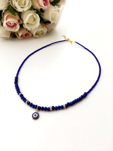 Evil eye necklace, miyuki necklace, seed beads necklace, evil eye charm necklace - Evileyefavor