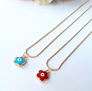 Four clover leaf evil eye necklace, choker necklace, clover evil eye necklace - Evileyefavor