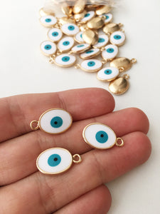 5 pcs Gold plated evil eye charm, evil eye pendant, evil eye enamel beads - Evileyefavor
