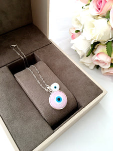 evil eye choker necklace, pink evil eye choker necklace, white tiny evil eye - Evileyefavor