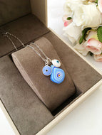 Murano glass evil eye necklace, evil eye charm necklace, lamp work evil eye necklace - Evileyefavor