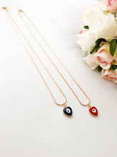 Evil eye necklace, heart evil eye charm necklace, red blue evil eye necklace - Evileyefavor