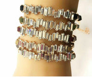 CZ Baguette Bracelet, Leather Chain Bracelet - Evileyefavor