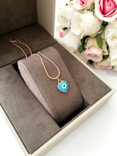 Evil eye necklace, heart evil eye charm necklace, white blue evil eye necklace - Evileyefavor