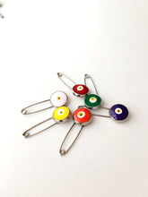 Baby gift, Lucky evil eye safety pin, protection for baby, silver plated evil eye pins - Evileyefavor