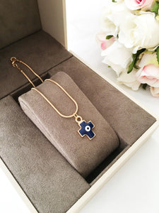 Cross evil eye necklace, evil eye pendant necklace, blue cross charm necklace - Evileyefavor