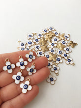 5 pcs clover evil eye charm, 22K matte gold plated charm, four leaf clover charms - Evileyefavor