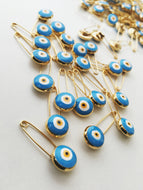 Evil eye safety pin, 5 pcs, turquoise evil eye stroller pin, safety pins, evil eye stroller charm, baby boy pin, baby girl pin, baby pin - Evileyefavor